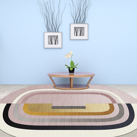 Minimalist Novelty Rug in Pink Color Block Line Pattern Rug Polyester Washable for Home Decoration - Clearhalo - 'Area Rug' - 'Rug' - 1715976