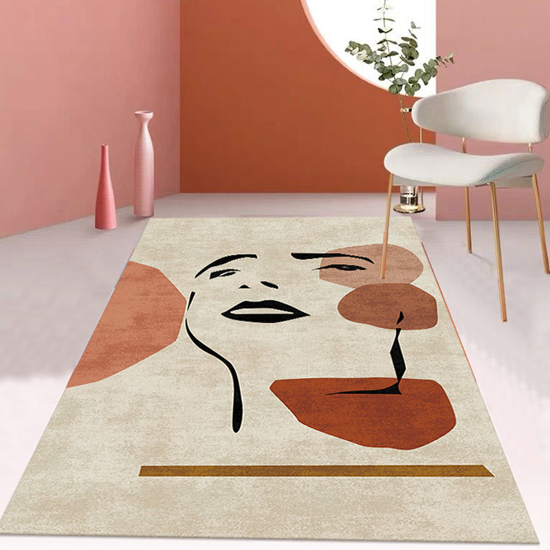 Contemporary Figure Pattern Rug Multicolor Polyester Rug Washable Pet Friendly Area Rug for Bedroom