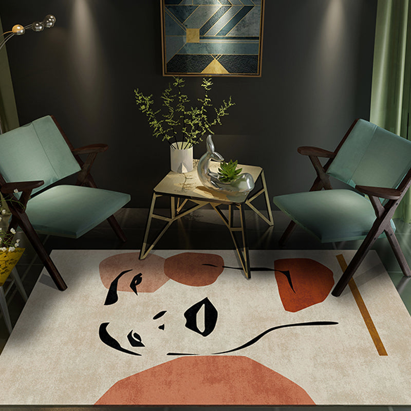 Contemporary Figure Pattern Rug Multicolor Polyester Rug Washable Pet Friendly Area Rug for Bedroom - view 4