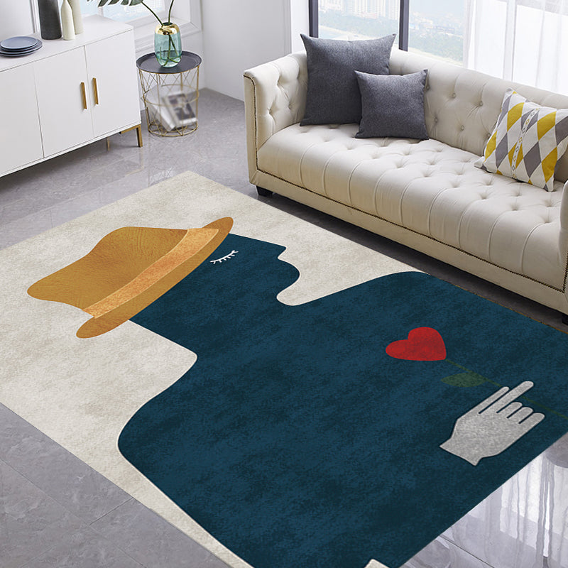 Contemporary Figure Pattern Rug Multicolor Polyester Rug Washable Pet Friendly Area Rug for Bedroom