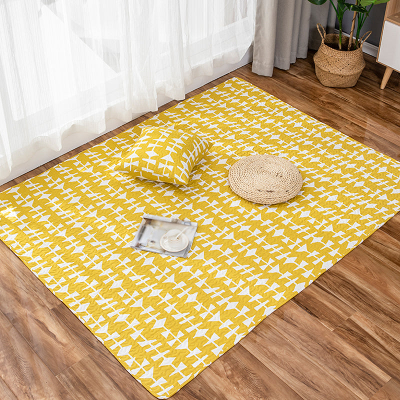 Kids Strawberry Pattern Rug Yellow and Green Cotton Rug Washable Pet Friendly Non-Slip Area Rug for Child's Bedroom - Yellow - Clearhalo - 'Area Rug' - 'Rug' - 1716158