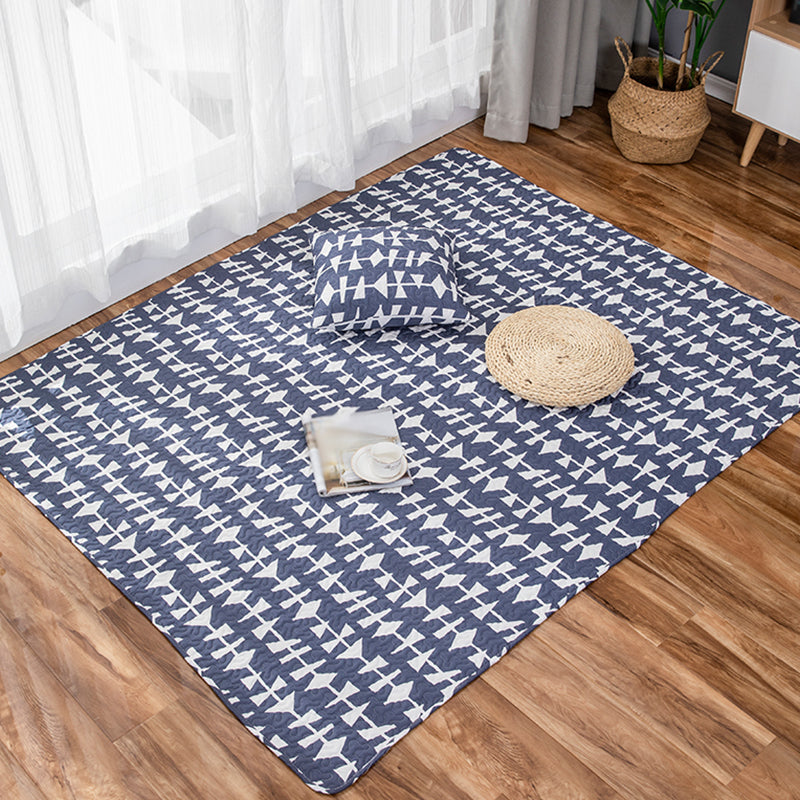 Kids Strawberry Pattern Rug Yellow and Green Cotton Rug Washable Pet Friendly Non-Slip Area Rug for Child's Bedroom - Blue - Clearhalo - 'Area Rug' - 'Rug' - 1716159