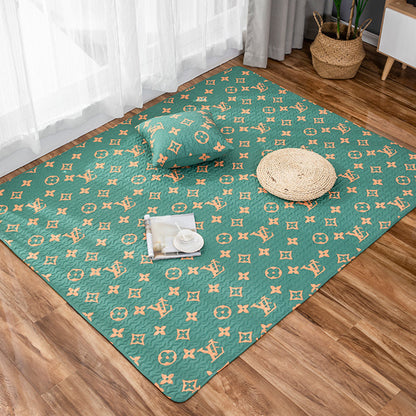 Kids Strawberry Pattern Rug Yellow and Green Cotton Rug Washable Pet Friendly Non-Slip Area Rug for Child's Bedroom - Green - Clearhalo - 'Area Rug' - 'Rug' - 1716160