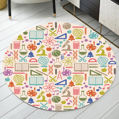 Apricot Kids Rug Polyester Stationery Pattern Rug Pet Friendly Washable Anti-Slip Backing Carpet for Decoration - Clearhalo - 'Area Rug' - 'Rug' - 1716162