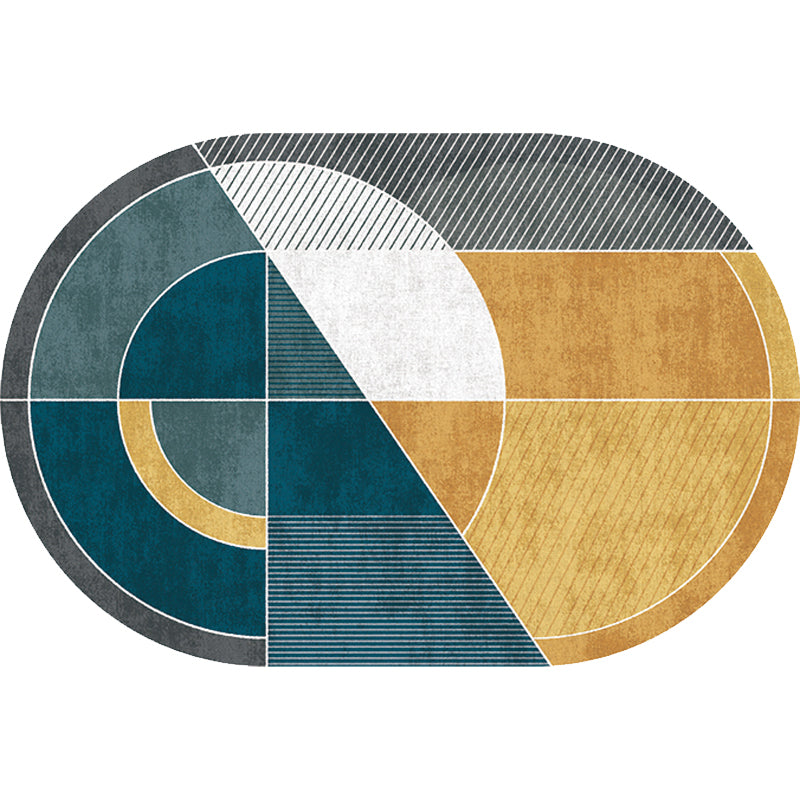 Green and Yellow Bedroom Rug Novelty Colorblock Geometry Pattern Area Rug Polyester Pet Friendly Carpet - view 4