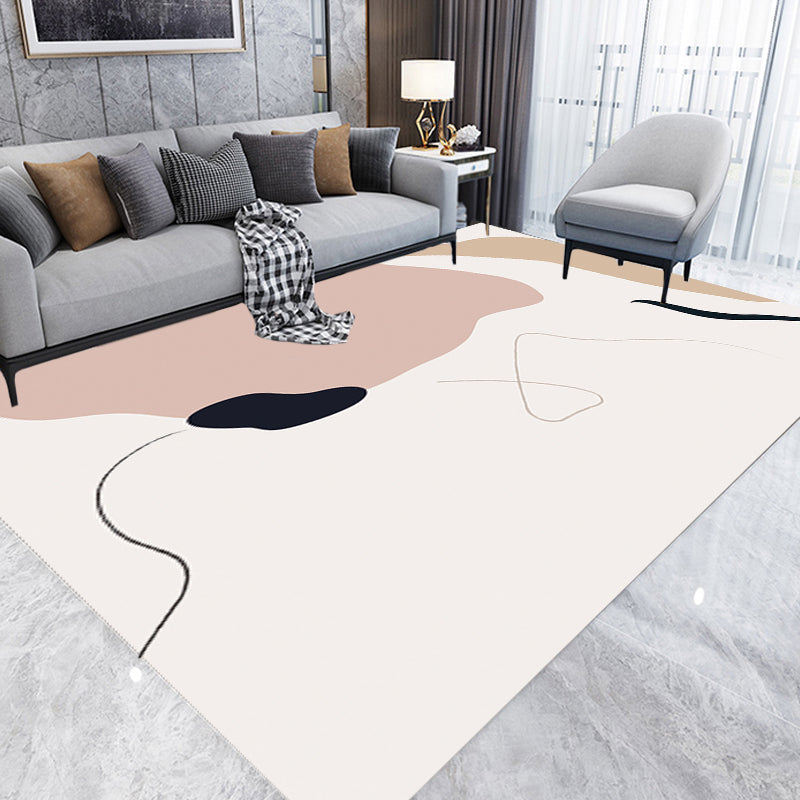 Stylish Multicolor Contemporary Rug Polyester Figure Pattern Rug Anti-Slip Backing Pet Friendly Area Rug for Living Room Pink Clearhalo 'Area Rug' 'Rug' 1716231