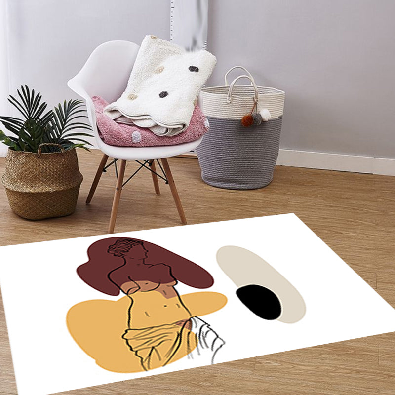 Modern Character Pattern Rug with Leaf Brown and Yellow Polyester Rug Washable Pet Friendly Carpet for Bedroom - Yellow - Clearhalo - 'Area Rug' - 'Rug' - 1716334