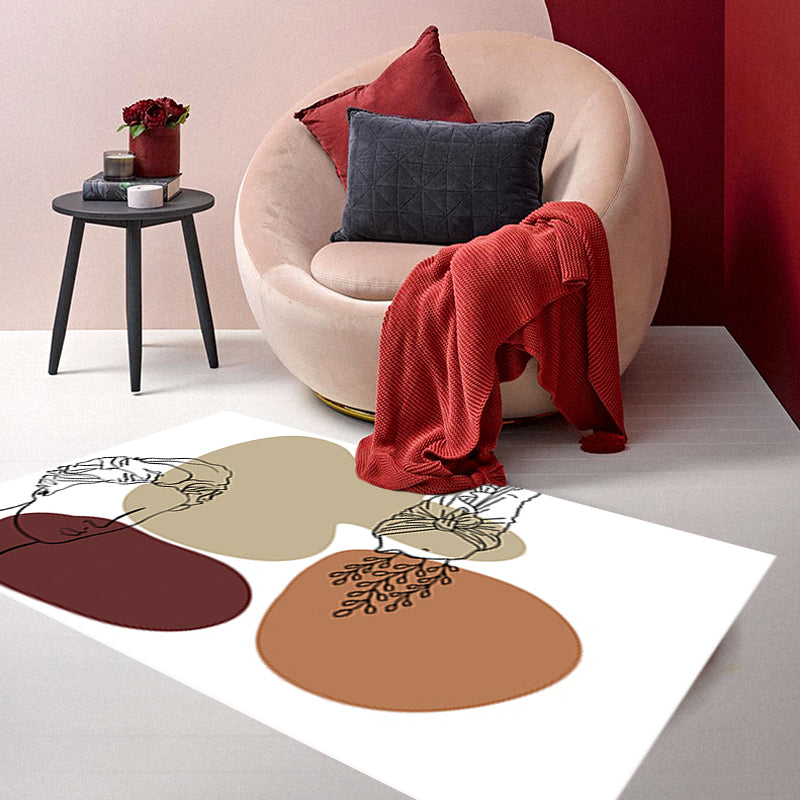 Modern Character Pattern Rug with Leaf Brown and Yellow Polyester Rug Washable Pet Friendly Carpet for Bedroom - Clearhalo - 'Area Rug' - 'Rug' - 1716339