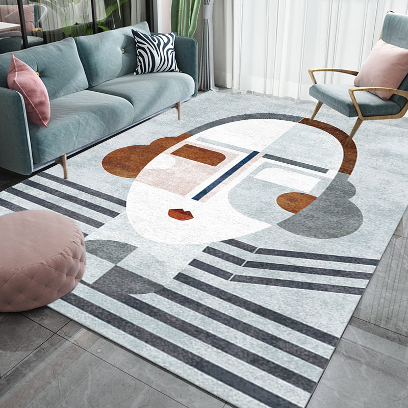 Multicolor Living Room Rug Nordic Character Pattern Rug Polyester Washable Pet Friendly Area Rug - Clearhalo - 'Area Rug' - 'Rug' - 1716360