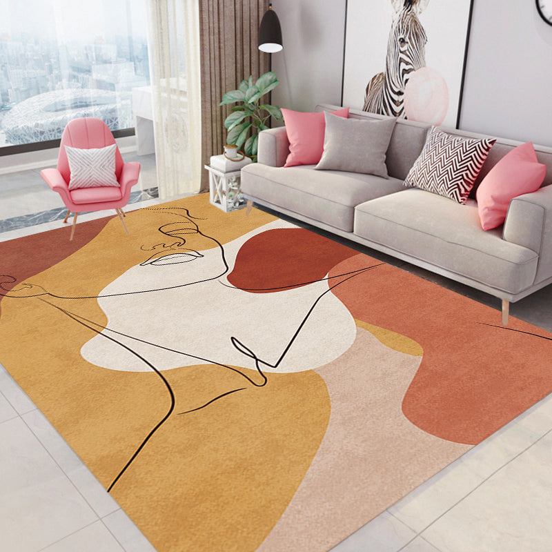 Multicolor Living Room Rug Nordic Character Pattern Rug Polyester Washable Pet Friendly Area Rug - Clearhalo - 'Area Rug' - 'Rug' - 1716368