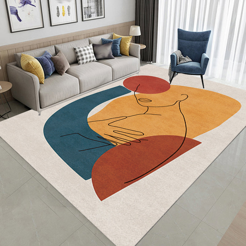 Multicolor Living Room Rug Nordic Character Pattern Rug Polyester Washable Pet Friendly Area Rug - Clearhalo - 'Area Rug' - 'Rug' - 1716380