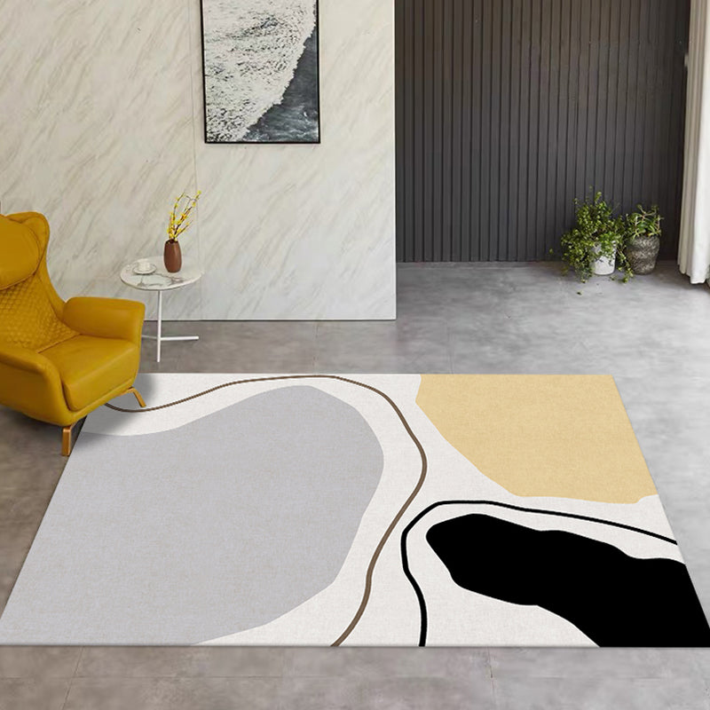 Novelty Abstract Rug Beige Polyester Rug Non-Slip Backing Washable Pet Friendly Area Rug for Living Room