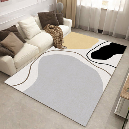 Novelty Abstract Rug Beige Polyester Rug Non-Slip Backing Washable Pet Friendly Area Rug for Living Room