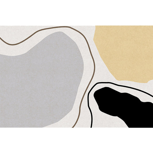 Novelty Abstract Rug Beige Polyester Rug Non-Slip Backing Washable Pet Friendly Area Rug for Living Room