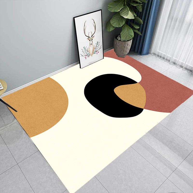 Novelty Abstract Rug Beige Polyester Rug Non-Slip Backing Washable Pet Friendly Area Rug for Living Room