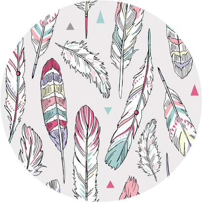 Cute Feather Pattern Rug Light Grey Kids Rug Polyester Pet Friendly Washable Area Rug for Nursery