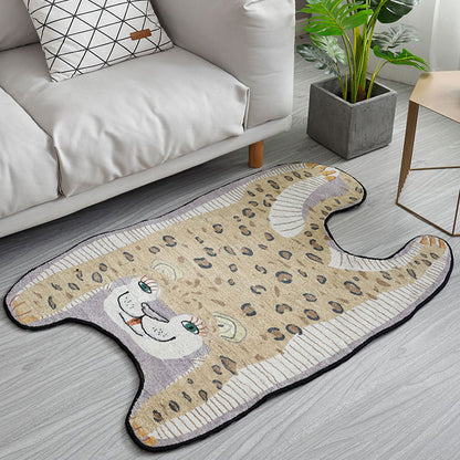 Kids Irregular Bedroom Rug in Yellow and Purple Animal Leopard Print Rug Polyester Non-Slip Backing Area Rug - Yellow - Clearhalo - 'Area Rug' - 'Rug' - 1716482