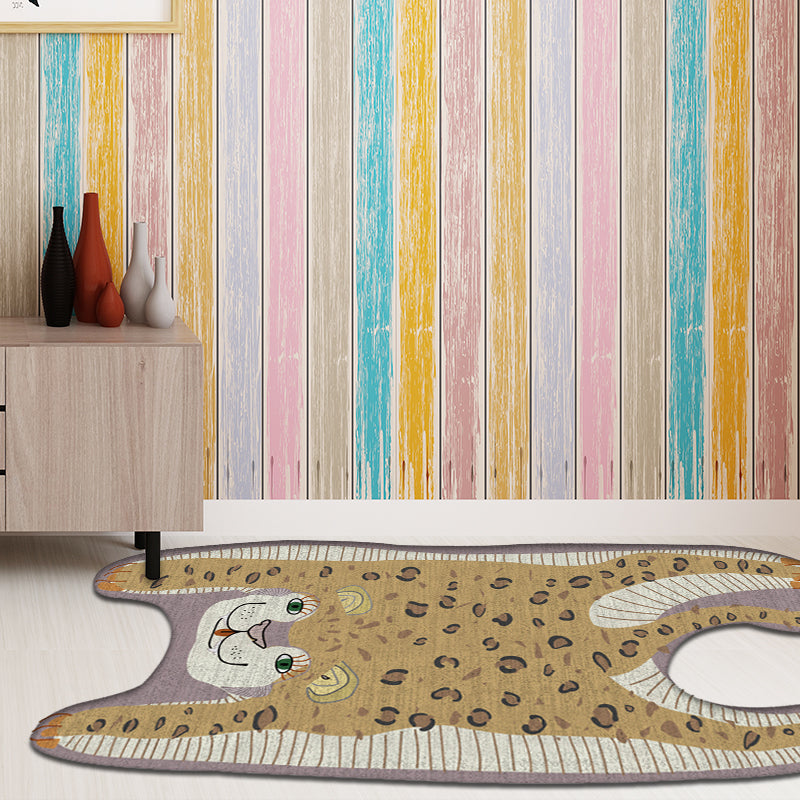 Kids Irregular Bedroom Rug in Yellow and Purple Animal Leopard Print Rug Polyester Non-Slip Backing Area Rug - Clearhalo - 'Area Rug' - 'Rug' - 1716483