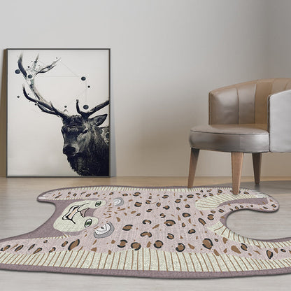 Kids Irregular Bedroom Rug in Yellow and Purple Animal Leopard Print Rug Polyester Non-Slip Backing Area Rug - Purple - Clearhalo - 'Area Rug' - 'Rug' - 1716489