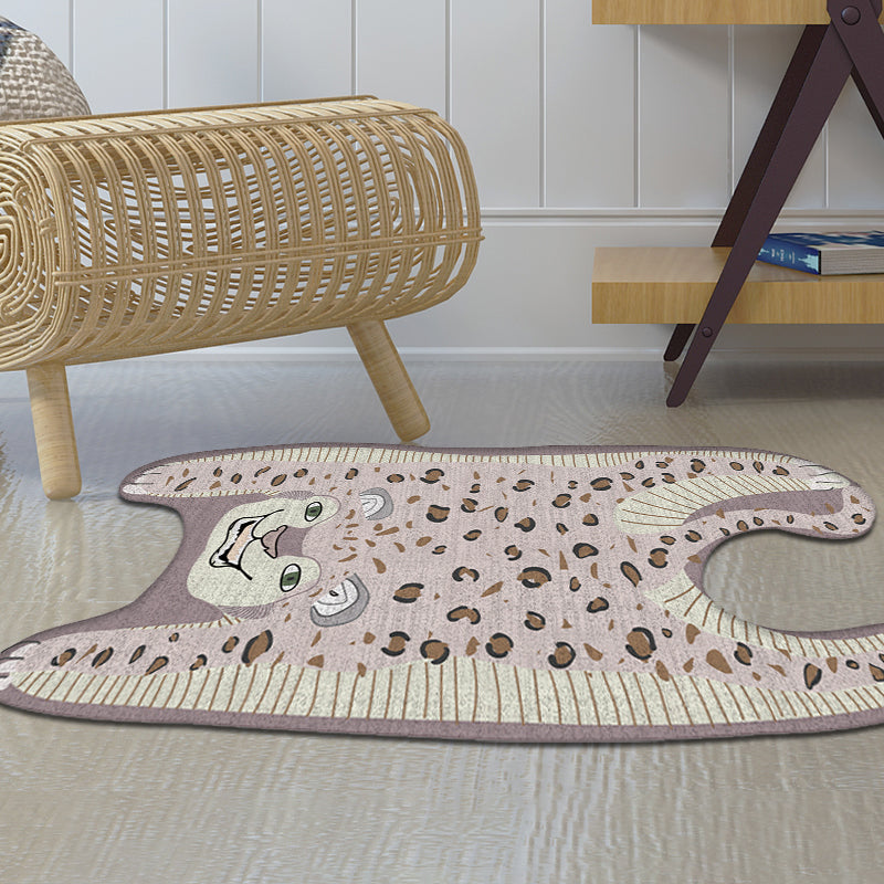 Kids Irregular Bedroom Rug in Yellow and Purple Animal Leopard Print Rug Polyester Non-Slip Backing Area Rug - Clearhalo - 'Area Rug' - 'Rug' - 1716490