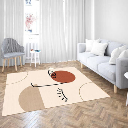 Brown and Beige Abstract Rug Polyester Nordic Rug Pet Friendly Washable Carpet for Living Room - Light Brown - Clearhalo - 'Area Rug' - 'Rug' - 1716492