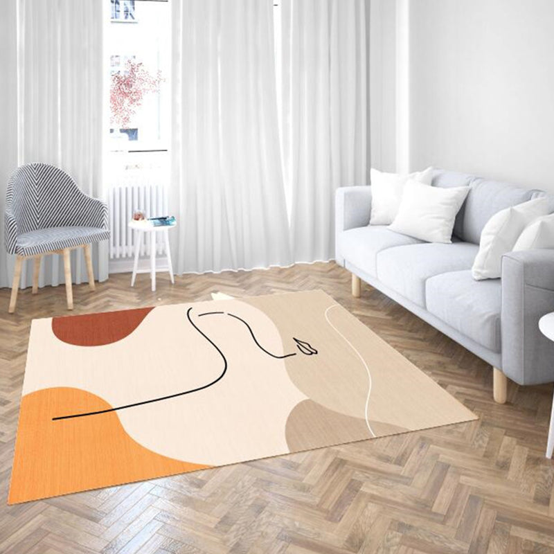 Brown and Beige Abstract Rug Polyester Nordic Rug Pet Friendly Washable Carpet for Living Room - Yellow-Red - Clearhalo - 'Area Rug' - 'Rug' - 1716497