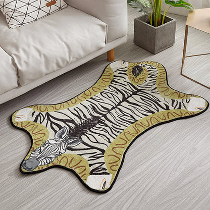 Unique Kids Irregular Rug in Yellow and Grey Animal Zebra Pattern Rug Polyester Washable Carpet for Child's Room Yellow Clearhalo 'Area Rug' 'Rug' 1716549