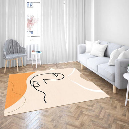 Contemporary Abstract Rug Beige Polyester Rug Pet Friendly Washable Area Rug for Living Room