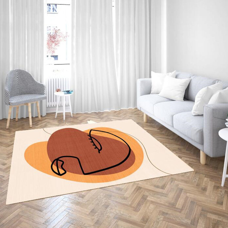 Contemporary Abstract Rug Beige Polyester Rug Pet Friendly Washable Area Rug for Living Room