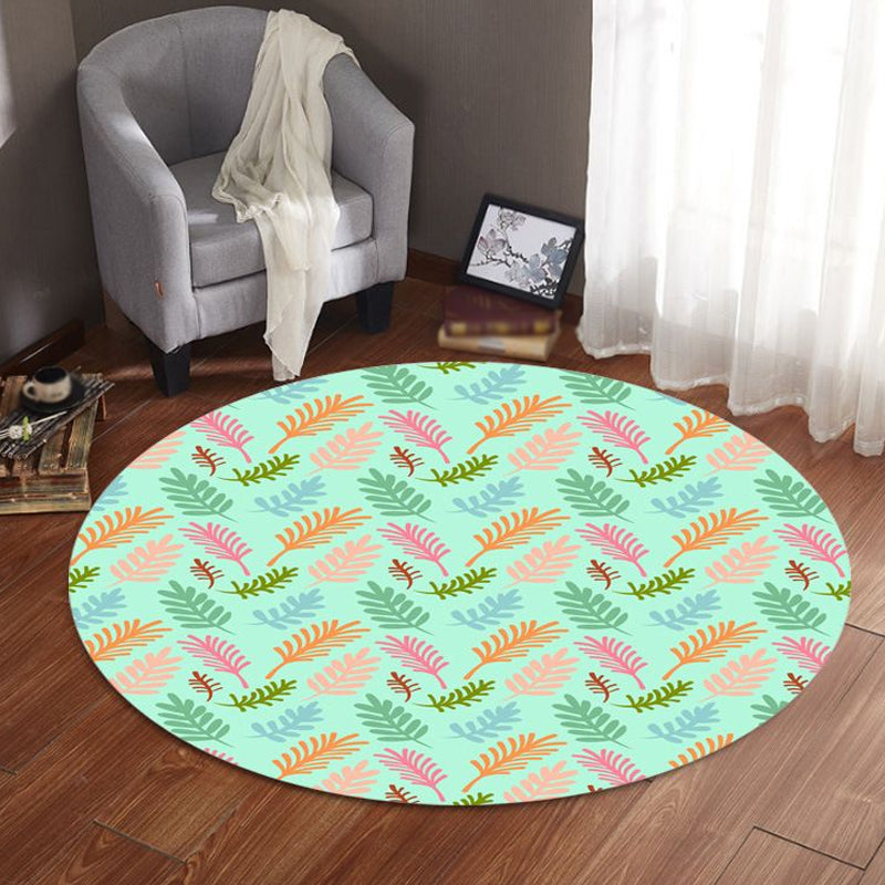 Unique Leaf Pattern Rug Green Kids Rug Polyester Washable Pet Friendly Anti-Slip Carpet for Children's Room Green Clearhalo 'Area Rug' 'Rug' 1716606