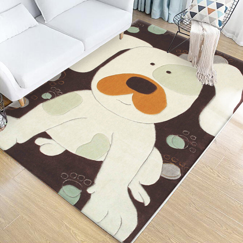 Kids Animal Pattern Rug Green Multicolor Polyester Rug Washable Pet Friendly Non-Slip Area Rug for Child's Bedroom - Ivory - Clearhalo - 'Area Rug' - 'Rug' - 1716645