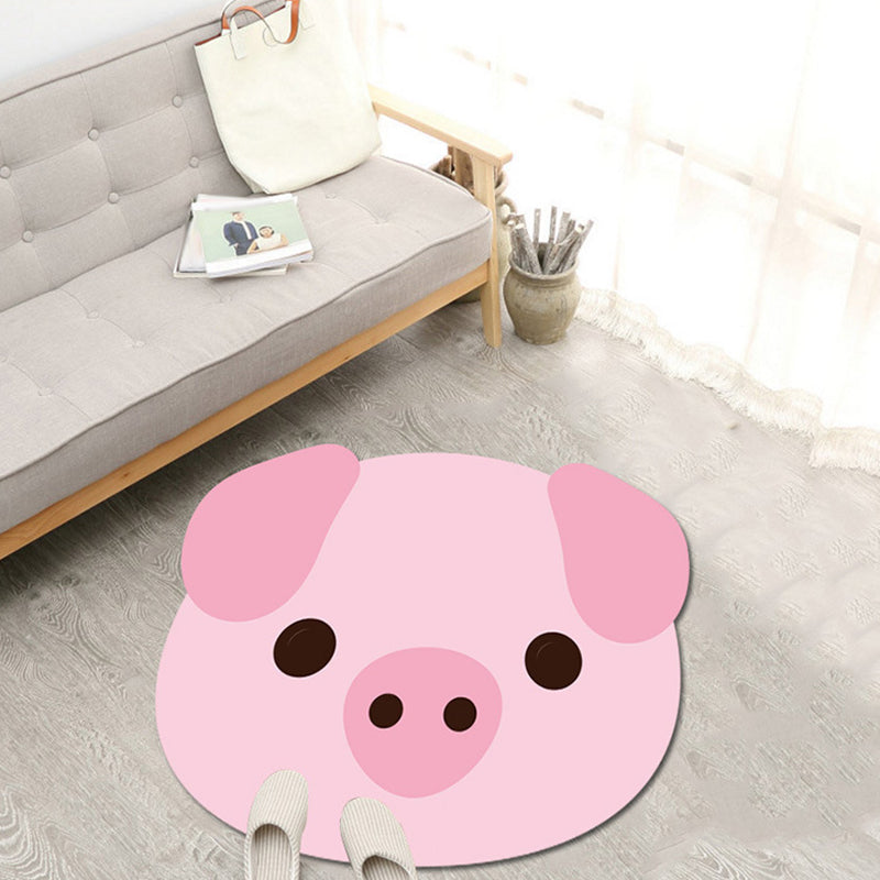 Unique Cartoon Animal Pattern Rug Green and Pink Kids Rug Polyester Pet Friendly Washable Non-Slip Backing Area Rug for Nursery Pink Clearhalo 'Area Rug' 'Rug' 1716689