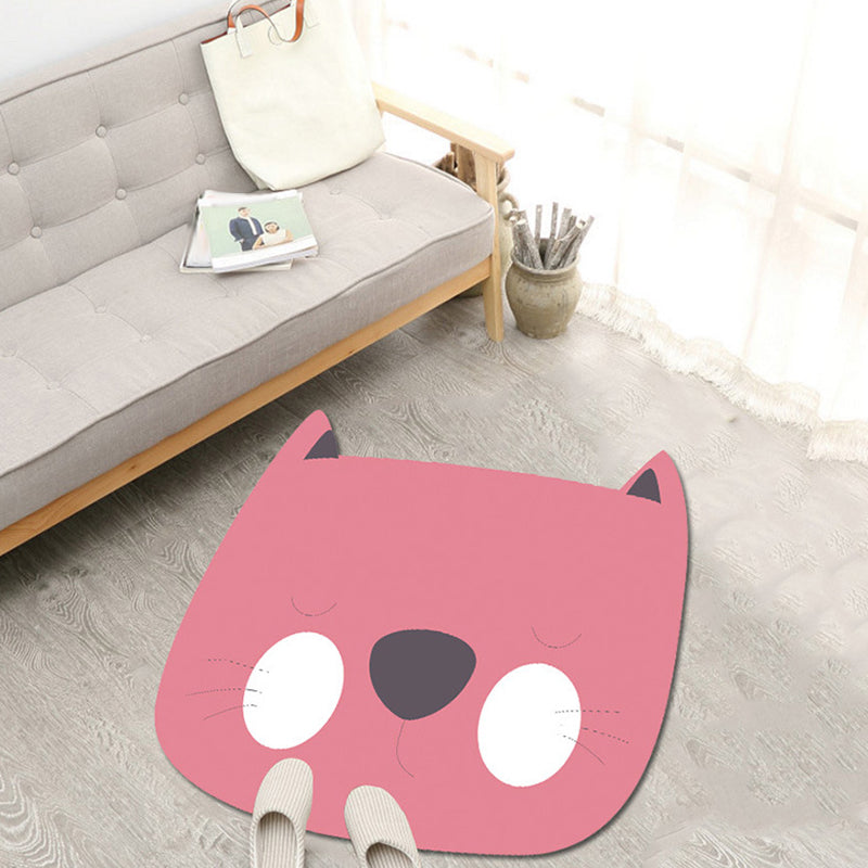 Unique Cartoon Animal Pattern Rug Green and Pink Kids Rug Polyester Pet Friendly Washable Non-Slip Backing Area Rug for Nursery Dark Pink Clearhalo 'Area Rug' 'Rug' 1716690