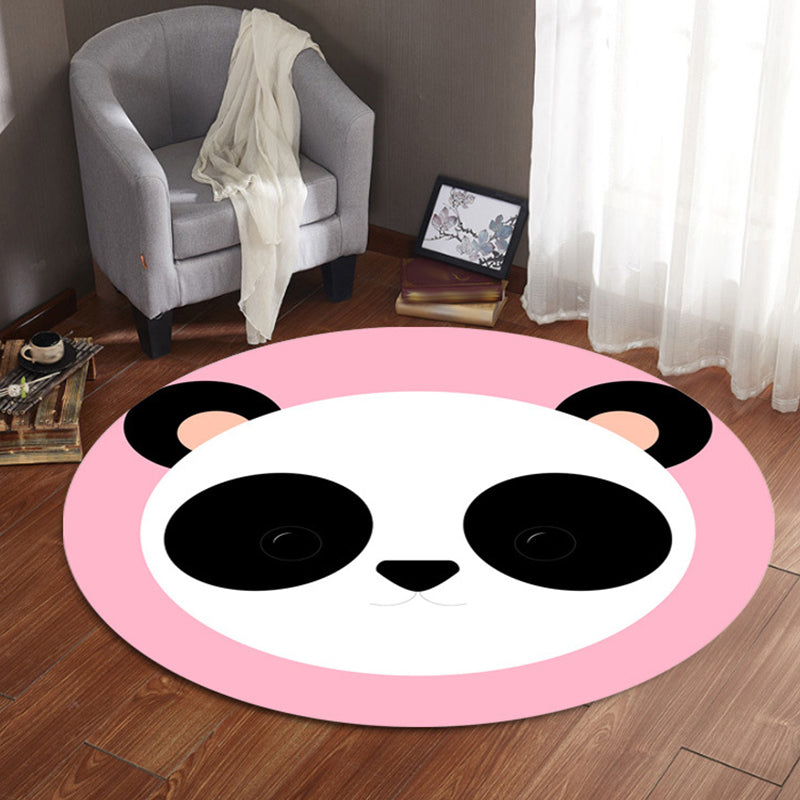 Kids Cartoon Animal Pattern Rug Blue and Pink Polyester Rug Washable Pet Friendly Non-Slip Area Rug for Child's Bedroom - Pink - Clearhalo - 'Area Rug' - 'Rug' - 1716751