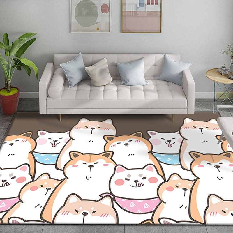 Funky Cartoon Bear Pattern Rug Multicolor Kids Rug Polyester Pet Friendly Washable Area Rug for Nursery - view 9