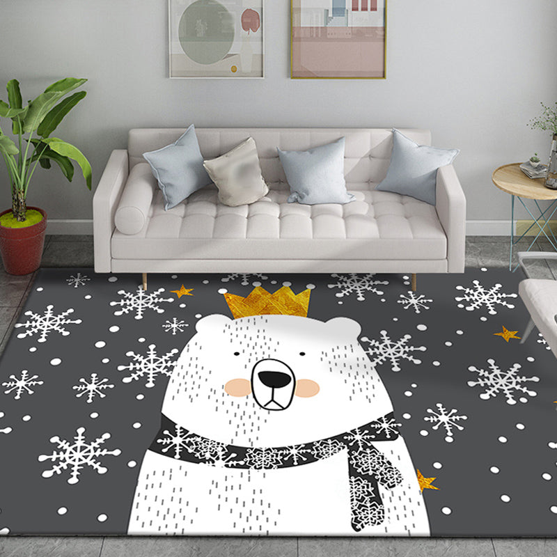 Funky Cartoon Bear Pattern Rug Multicolor Kids Rug Polyester Pet Friendly Washable Area Rug for Nursery