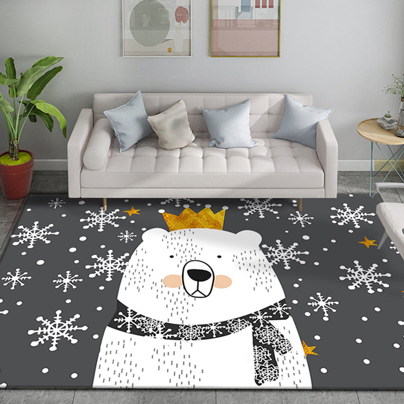 Funky Cartoon Bear Pattern Rug Multicolor Kids Rug Polyester Pet Friendly Washable Area Rug for Nursery - view 2