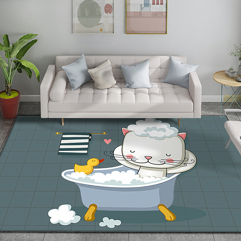 Funky Cartoon Bear Pattern Rug Multicolor Kids Rug Polyester Pet Friendly Washable Area Rug for Nursery - view 3
