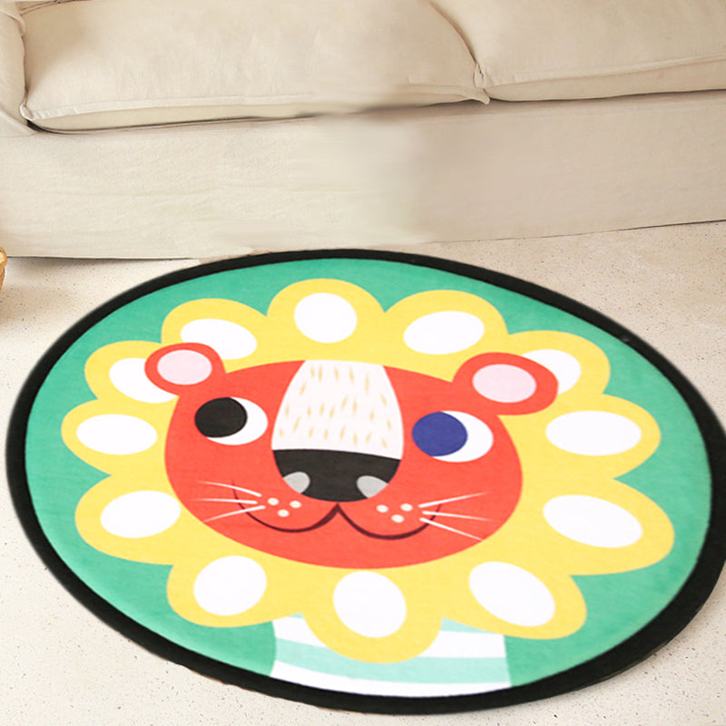 Kids Cartoon Animal Pattern Rug Grey and Green Polyester Rug Washable Pet Friendly Non-Slip Area Rug for Child's Bedroom - Green - Clearhalo - 'Area Rug' - 'Rug' - 1716958