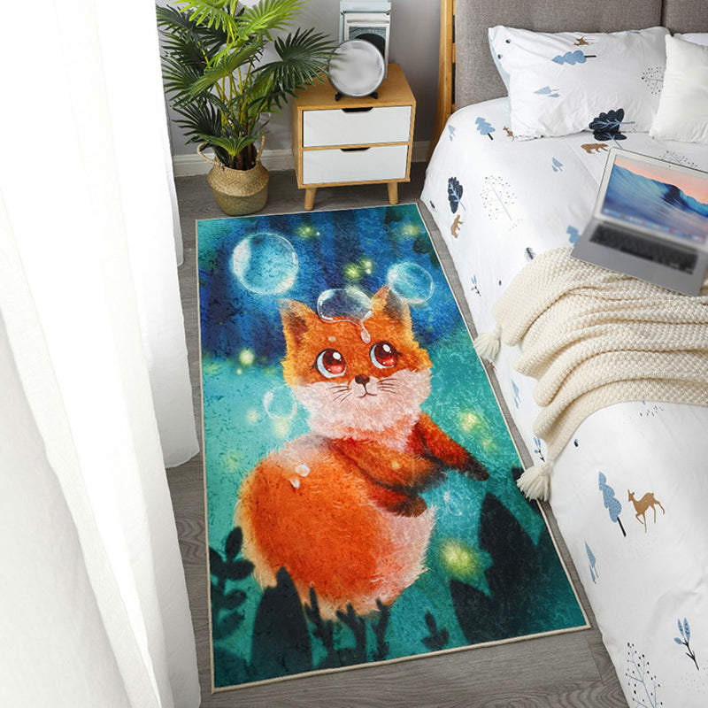 Kids Dog Pattern Rug Green and Blue Polyester Rug Washable Pet Friendly Non-Slip Area Rug for Child's Bedroom - Green - Clearhalo - 'Area Rug' - 'Rug' - 1716974