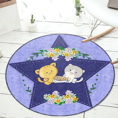 Black and Green Kids Rug Polyester Cartoon Animal and Floral Pattern Rug Pet Friendly Washable Anti-Slip Backing Carpet for Decoration - Purple - Clearhalo - 'Area Rug' - 'Rug' - 1717071