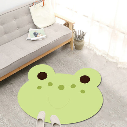 Kids Cartoon Animal Pattern Rug Green and Blue Polyester Rug Washable Pet Friendly Non-Slip Area Rug for Child's Bedroom - Green - Clearhalo - 'Area Rug' - 'Rug' - 1717088