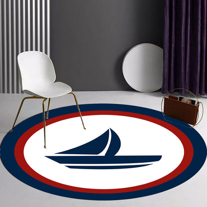 Unique Navigation Pattern Rug with Ship and Anchor Blue and White Kids Rug Polyester Washable Pet Friendly Anti-Slip Carpet for Children's Room Clearhalo 'Area Rug' 'Rug' 1717096