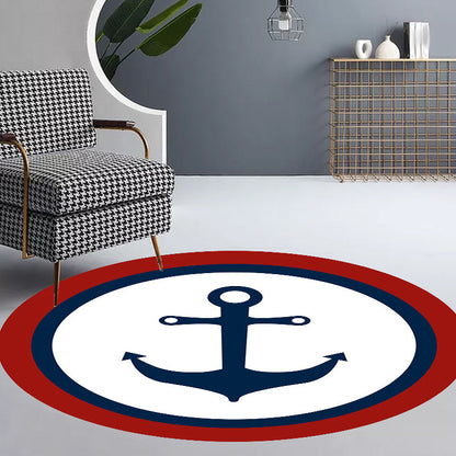 Unique Navigation Pattern Rug with Ship and Anchor Blue and White Kids Rug Polyester Washable Pet Friendly Anti-Slip Carpet for Children's Room Red Clearhalo 'Area Rug' 'Rug' 1717102