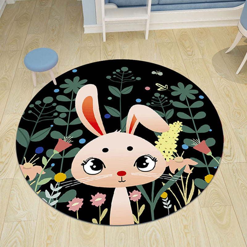 Pink and Blue Kids Rug Polyester Cartoon Animal Pattern Rug Pet Friendly Washable Anti-Slip Backing Carpet for Decoration - Clearhalo - 'Area Rug' - 'Rug' - 1717124