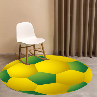 Kids Sports Pattern Rug Multicolor Polyester Rug Washable Pet Friendly Non-Slip Area Rug for Child's Bedroom - Yellow - Clearhalo - 'Area Rug' - 'Rug' - 1717207