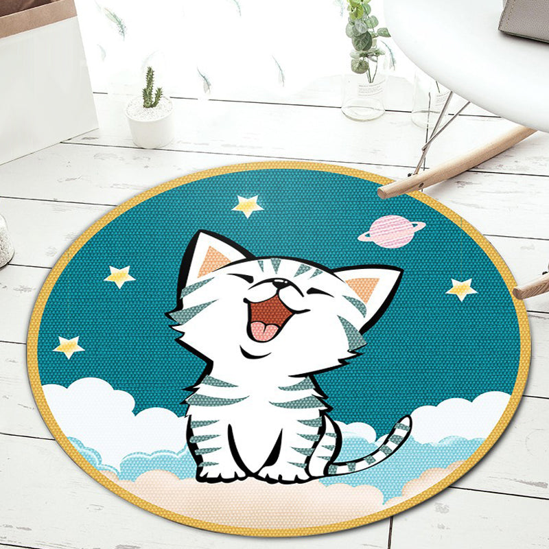 Stylish Cartoon Animal Pattern Rug Green and Blue Kids Rug Polyester Pet Friendly Washable Non-Slip Backing Area Rug for Nursery Dark Green Clearhalo 'Area Rug' 'Rug' 1717277