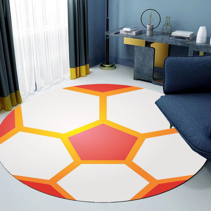 Stylish Sports Pattern Rug Orange Multicolor Kids Rug Polyester Pet Friendly Washable Area Rug for Nursery Clearhalo 'Area Rug' 'Rug' 1717297