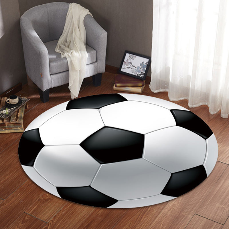 Fancy Sports Pattern Rug Orange and White Kids Rug Polyester Washable Pet Friendly Anti-Slip Carpet for Childr - view 18