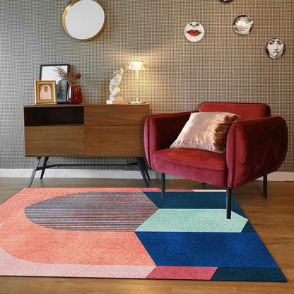 Stylish Colorblock Striped Pattern Rug Red Casual Rug Polyester Pet Friendly Washable Area Rug for Living Room Red Clearhalo 'Area Rug' 'Rug' 1717362